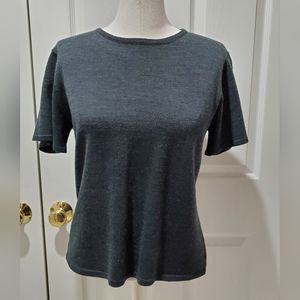 Tahari Charcoal Gray Crew Neck Sweater